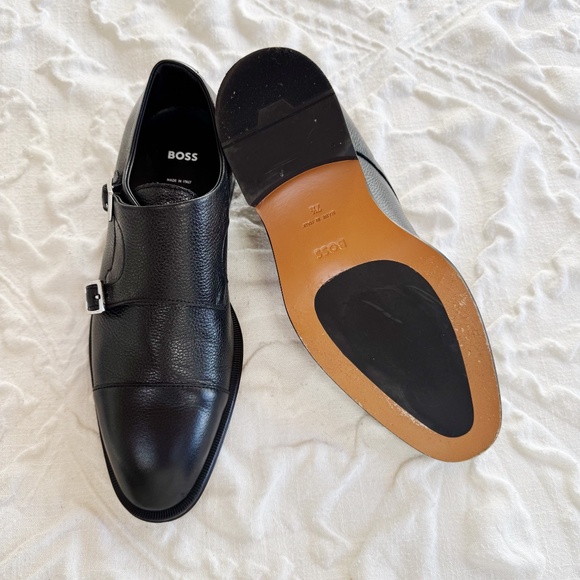 BOSS Double Strap Monk Leather Grain Shoes Size 7.5 - Picture 9 of 11